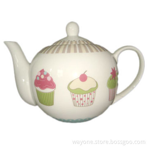 1,000mL Tea Pot with Cupcakes/Pink Dots Designs, Available in Beige Color, Dishwasher Safe